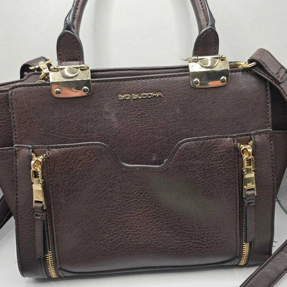 Big Buddha Womens Brown Faux Leather Satchel Crossbody Bag‎ WBH-363